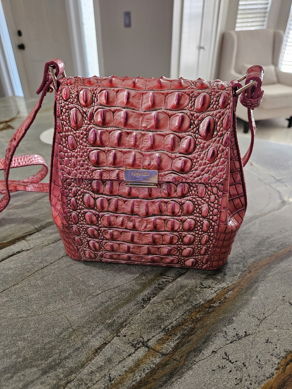 Brahmin Margo Coral Snapdragon Melbourne Leather Crossbody NWOT - Picture 11 of 12